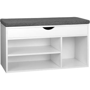 WelFurGeer Shoe Bench with Storage, White Shoe Storage Bench, Entryway Bench with Storage, Entryway Shoe Storage Bench White + Gray