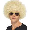Jumbo Disco Afro Wig Fluffy Synthetic 70s Hippie Costume Wig for Men,Blonde