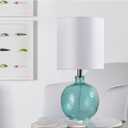 Glass Table Lamp Blue - StyleCraft: Seeded Glass Finish, White Linen Shade, UL Listed, Modern Decor