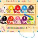 Magnetic Color and Number Maze, Montessori Wooden Magnet Puzzles Learning Counting Matching Board Unicorn Toys for Toddlers Kids 3-5, Educational Fine Motor Skills Toys for Girls Boys 3-5 Years Old