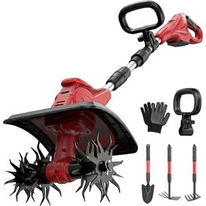 Cordless Tiller Cultivator Compatible with Milwaukee 18V Battery (Tool Only), 310RPM Electric Rototiller Garden Tools with 40 Steel Tines, 9.1In Tilling Width & 6.3In Depth, Folding Design