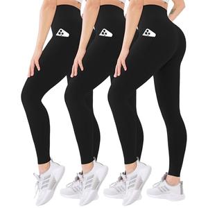 Blisset 3 Pack High Waisted Leggings for Women with Pockets Soft Active Tummy Control Pants for Yoga Running & Daily Wear, L