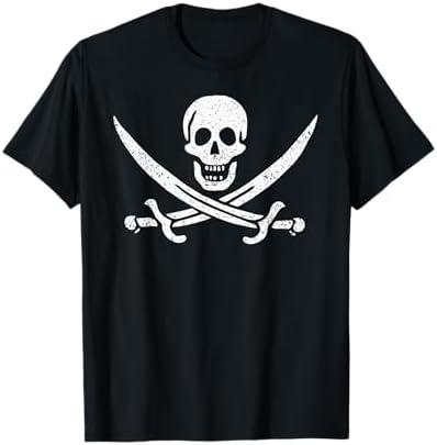 Jolly Roger Pirate Flag Calico Jack Halloween Costume T-Shirt, Size Medium