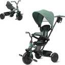 QPlay Baby Tricycle Ages 10 Months - 6 Years,6 in 1 Toddler Tricycle Stroller with Adjustable Parent Handle,Safety Harness & Wheel Brakes,Removable Canopy, Trike Bike Gifts for Boys & Girls (Green)