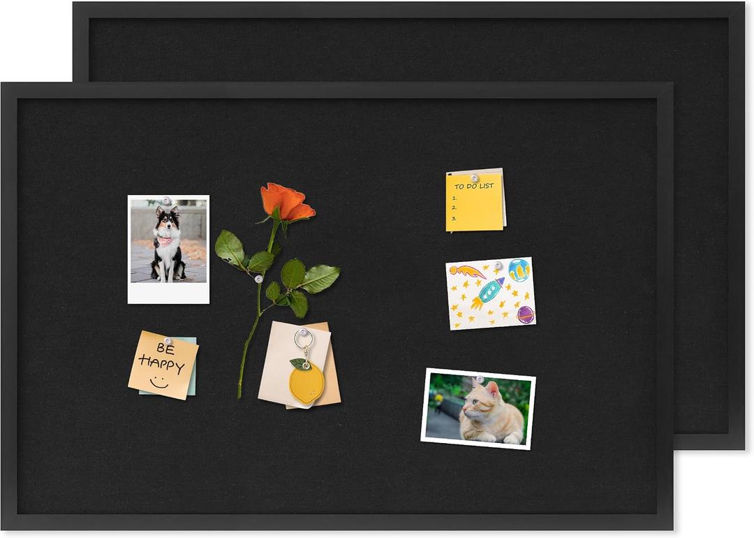 DAHAPYBOO Cork Board with Linen Black 2Pack,Bulletin Board 30"x20"