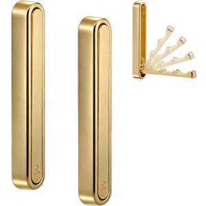 Dntorx 2 Pcs Extended Folding Coat Hooks Wall Mounted, 4.33 in Gold Foldable Wall Hooks Heavy Duty Valet RV Hooks Bathroom Towel Hooks Robe Hooks for Hanging Towels Clothes Coat Hat Bags