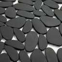 Lovdeco Black Pebble Tile Shower Floor, Elongated Mosaic Pebble Backsplash for Wall, Stone Tiles for Bathroom and Outdoor Garden, 5 Sheets, Matte and Flat Surface