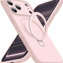 SKYLMW Compatible with iPhone 17 Pro Case with Magnetic Invisible Stand Compatible with Mag-Safe Military Drop Tested Shockproof Silicone 17 Pro Phone Cases for Women Men 6.3"Pink
