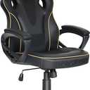 HapGIFT Gaming Chair, Ergonomic Computer Gaming Chairs with Link Armrest, PU Leather Video Game Chairs for Adults Teens, Height Adujustable Racing Style PC Chair for Home, 300LBS (BLACK), Small