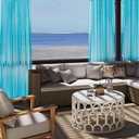 youleyar Sheer Outdoor Curtains for Patio Waterproof 4 Panels Linen Look Rod Pocket Indoor Aqua Voile Curtain for Living Room, Bedroom, Porch, Pergola, Cabana, Gazebo(52x96 Inch, Aqua)