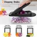 12 Blade All-in-1 Vegetable Chopper Mandoline Slicer with Container, Spiralizer with Containers, Food Chopper, Onion Chopper, Veggie Cutter for Salad, Kitchen Gadgets Accessories Essentials, Black