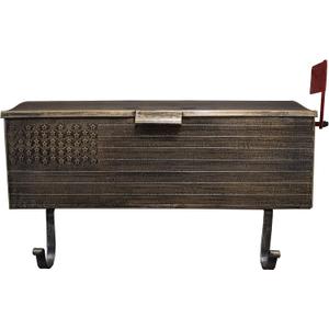 Antique Bronze Patriotic Metal Wall Mounted Mailbox with Outgoing Mail Flag and Newspaper Hangers