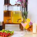 2PCS 1.6 Gallon Drink Dispenser,Glass Water Dispenser with Stand,Beverage Dispenser with Stainless Steel Spigot,Drink Dispensers for Parties,Bars,Restaurants