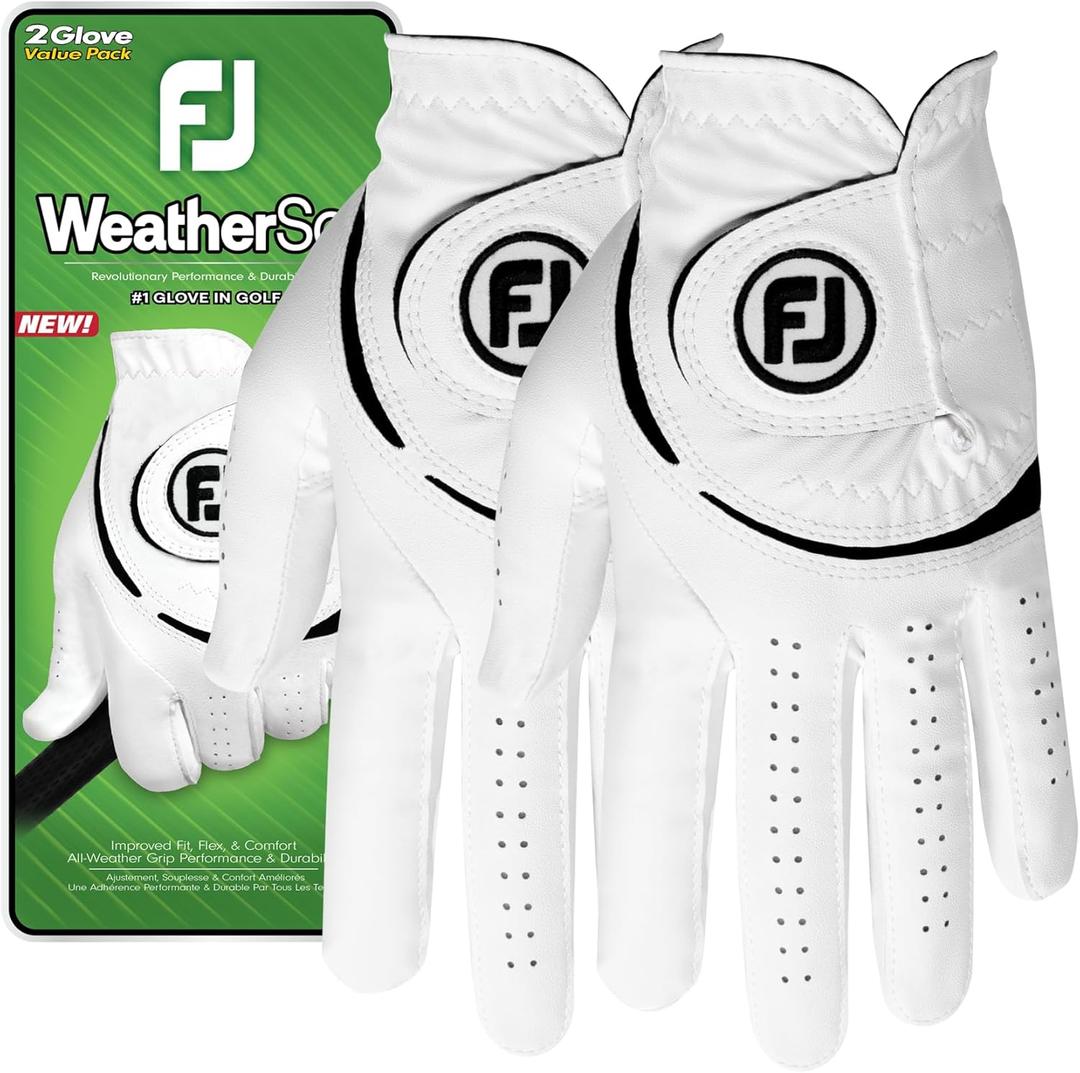 FootJoy Men's WeatherSof 2-Pack Golf Glove (Cadet Medium, White)