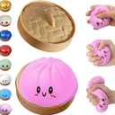 Glitter Dumpling Squishy,Dumpling Squishies,Glitter Dumpling Mystery Box,Colorful Dumpling Stress Balls Fidget,Jumbo Squishy Toy with Steamer Box,Soft Squeeze Decompression Dough (Pink)