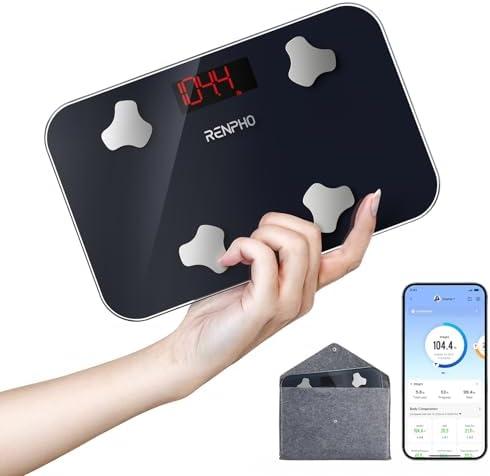 RENPHO Travel Scale for Body Weight, Mini Bathroom Scale for Body Fat, Portable Weight Scale for Traveling with Storage Case, 13 Body Composition Analyzer with App, 400 lbs, Elis Go, 11.02" x 7.09"
