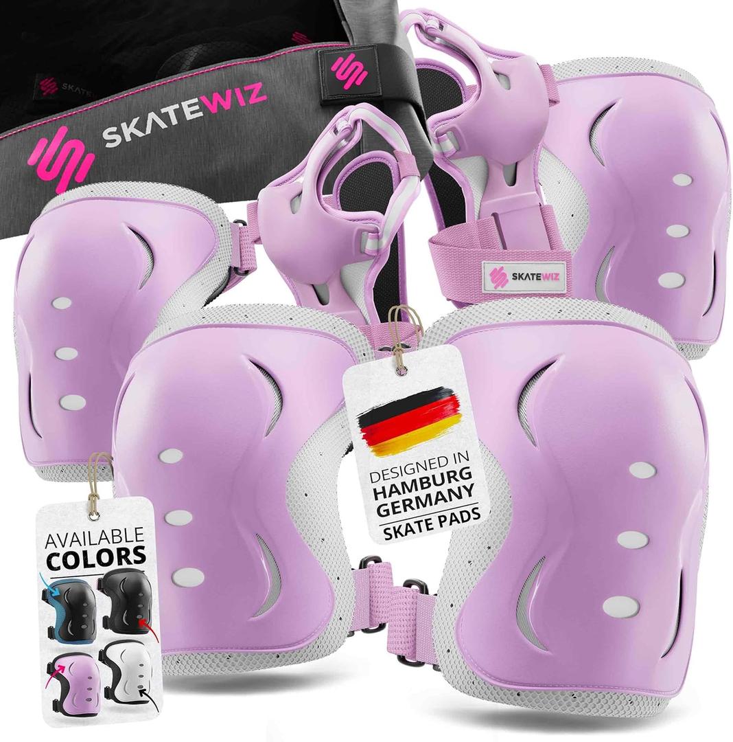 SKATEWIZ Kids and Adults Knee Pads and Elbow Pads Set with Wrist Guards for Roller Skating [6pc] - Skating Protective Gear for Roller Skates & Skateboard