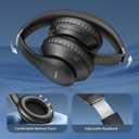 Uliptz Wireless Bluetooth Headphones, 65H Playtime, 6 EQ Sound Modes, HiFi Stereo Over Ear Headphones with Microphone, Foldable Lightweight Bluetooth 6.0 Headset for Travel/Office/Cellphone/PC, Black