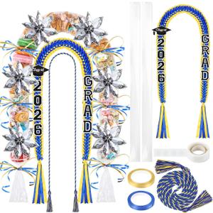 YLOLUL 16 Pcs Graduation Leis 2026 Graduation Candy Lei Kit with Honor Cord Class of 2026 Graduation Ribbon Money Lays Necklace Graduation Gift Party Accessories for Women Men