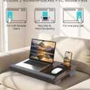 Potuopy Laptop Lap Desk, Portable Bed Table Tray for Laptop Fit 17" Laptops | Lightweight lap desk for laptop with Carry Handle & 2 Mouse Pad Pro, Lap Desk with Cushion for Working & Writing on Couch, Dark Brown