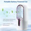 KONSIDEN Bladeless Desk Fan, 11.8 Inch Small Rechargeable Fan, Quiet Office Fan, 3 Speeds, Touch Control, Easy to Clean, Desk Fan Small Quiet, Ideal for Home, Office, Travel