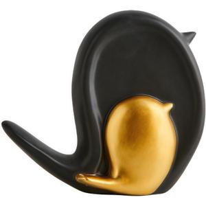 Bird Statue Home Decor-Bird Bath&Desk or Book Shelf Decor Figurines (Black and Gold)