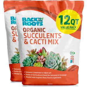 Back to The Roots 100% Organic Succulent & Cacti Mix (Value 12 Quart) | Made in The USA