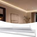 Pangda 6 Pcs 47.24" Total 23.62 ft Ceiling LED Crown Molding Trim Decorative Ceiling Molding with LED Duct Kit for Seamless Ambient Accent Lighting Waterproof Channel for Living Room Bedroom Decor