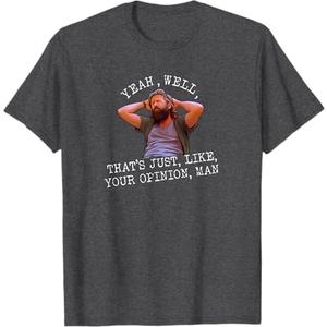 Sarcastic Tee by Elbes Yeah, Well you Know, That's Just Like Your Opinion, Man Meme T-Shirt Unisex-Adults Dark Heather Grey, Size Small, Classic Fit Short Sleeve Collarless V-Neck Retro-Modern T-Shirt