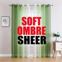 G2000 Sheer Green and White Ombre Curtains - 84 Inch Long Drapes for Bedroom & Living Room Windows - Light Filtering Grommet Curtains for Patio Sliding Glass Door - 2 Panel Set