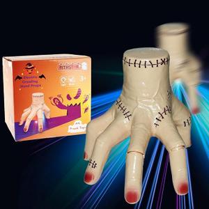 Electric Fake Moving Hand with Halloween Music,RGB LED Lights,Cosplay Scary Crawling Hand Thing Toy for Addams Big Family Party,Halloween Movie Prop Prank Decorations Props,Electronic Collection Toys