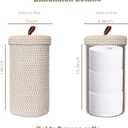 Toilet Paper Holder Handmade Woven Cotton Toilet Paper Stand & Storage Basket with Lid, Freestanding Organizer for Bathroom, Fits 3 Mega Rolls Gradient Brown 14'' x 7''