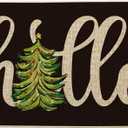 Artoid Mode Black Hello Xmas Tree Christmas Doormat, Winter Low-Profile Switch Rug Home Decor Door Mat Floor Mat for Outdoor Indoor 17x29 Inch