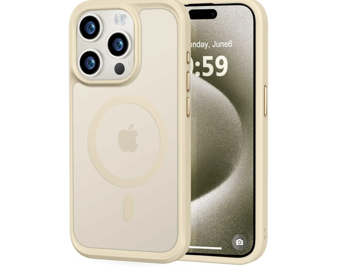 MOCCA Strong Magnetic for iPhone 15 Pro Case, [Compatible with Magsafe][13FT Military Drop Protection] Slim Translucent Matte Shockproof Case for iPhone 15 Pro Phone Case 6.1'', Light Gold Pack of 2