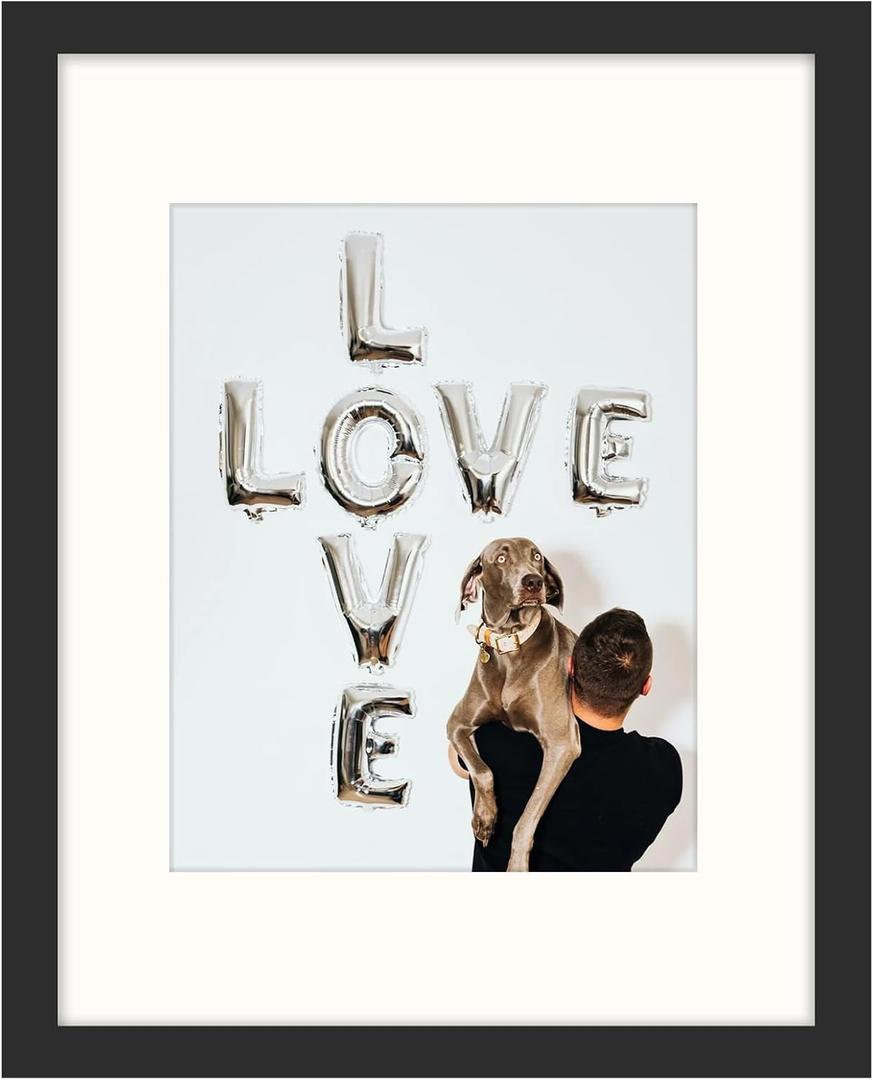 Black 11x14 Picture Frame with Mat for 8x10 Display, Wall Photo Frame for Horizontal and Vertical, 1 Pack