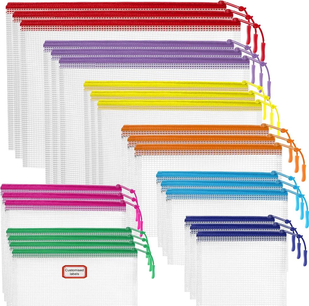 25pcs Mesh Zipper Pouch Bags for Organization,Toy Storage Bags,Clear Zipper Pouch Suitable for Travel,Classroom and Home