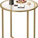 SAYGOER Round Dining Table Small Glass Kitchen Table 26.7'' Multifuntional Modern Dining Room Table for 2 Space Saving Kitchen Table,Easy Assembly, Gold