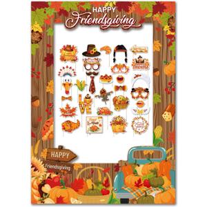 3 x Friendsgiving Party Decorations 31 PCS Friendsgiving Photo Booth Props for Friendsgiving Thanksgiving Party Supplies (Friendsgiving)