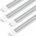 Fluorescent Light Bulbs 48 inch T8 LED Bulbs 4 Foot Type A+B,24W 3200LM 6500K Clear Cover Super Bright, Single and Double End Powered,T8 T10 Fluorescent Bulbs Replacement