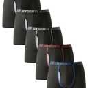 OYGSieg Men's Boxer Briefs,Fly with Built-in Total Support Pouch Moisture-Wicking Odor Control Cool Underwear for Men 5-Pack A M