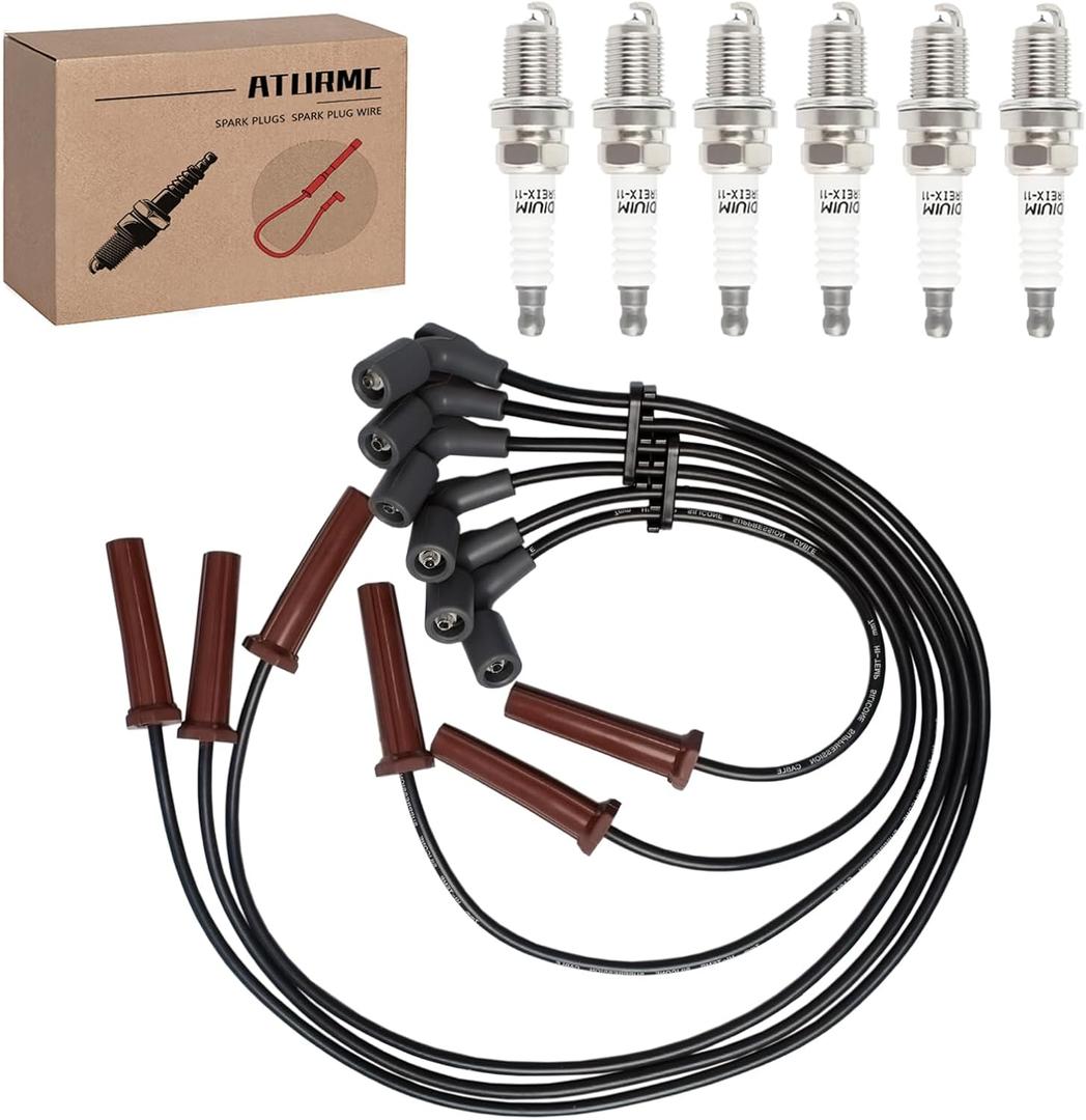 Set of 6 PCS Ignition Spark Plug Wires 671-6063 51031 RC-GMX085 9746BB 7696 19417604 & 6 Iridium Spark Plugs Set Compatible with Chevrolet Impala Monte Carlo Buick LaCrosse Lucerne Pontiac Grand Prix