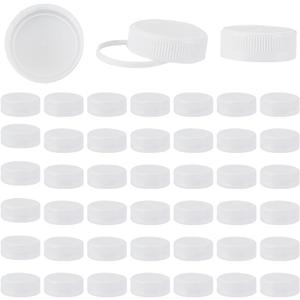 OLYCRAFT 50Pcs Plastic Bottle Caps White Screw-On Caps 38mm Inner Diameter Bottle Jug Storage Cap Lids White Plastic Tamper Seal Lids Replacement Caps Twist Cap for Juice Bottles Dispenser Caps