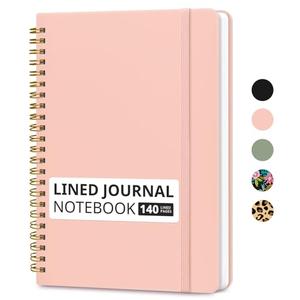 Taja Lined Spiral Journal Notebook for Women & Men, 140 Pages, College Ruled Hardcover Notebook for Work & Note Taking, Journals for Writing, A5(5.7" x 7.9") - Pink