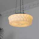 Milk Glass Pendant Light, 14" Mid Century Modern Schoolhouse Hanging Ceiling Light Fixture, Vintage Chandelier for Bedroom, Dining Room, Hallway, Kitchen Island, 4*G9 Dimmable Bulbs Included, 3000K