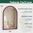 36"x24" Arched Solid Wood Farmhouse Decorative Wall Mirror