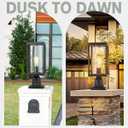 Beionxii Outdoor Post Lights, Dusk to Dawn Large Lamp Post Light Fixture Pier Mount Lantern with Square Base, Black Cast Aluminum w/Clear Cylinder Glass (20" x 7") - A291P-1PK/BS