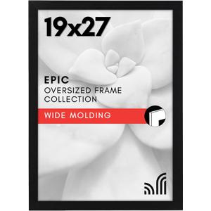 Americanflat 19x27 Poster Frame with Polished Plexiglass - Black Picture Frame - Wide Photo Frames Made of Engineered Wood for Vertical or Horizontal Wall Display - Epic Collection - Black