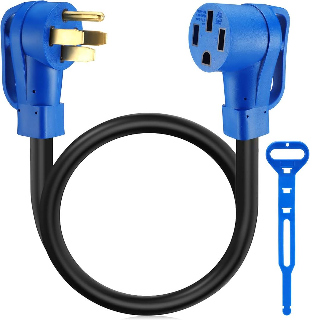 Kanayu 3ft 50 Amp RV/EV Extension Cord Compatible with NEMA 14-50P to 14-50R ETL List 4 Prong Flexible Heavy Duty STW Outdoor Waterproof Power Cord with Grip Handle for RV EV Camper