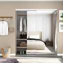 JUBEST Mirror Closet Doors, 72''x80'' One Side Sliding Closet Door with Hardware Kit, Interior Steel Frame Bypass Sliding Door for Closet, Easy to Install