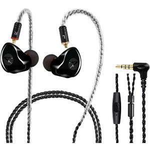 in Ear Monitor Headphones, HiFi Stereo IEM Earphones, Dynamic Dual Driver Wired Earbuds with Detachable Cable, Noise Canceling Headset for Singers Musicians Drummers Audiophile (Black)